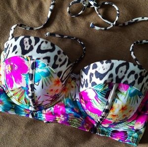 Victoria's Secret Floral Cheetah Bikini Top